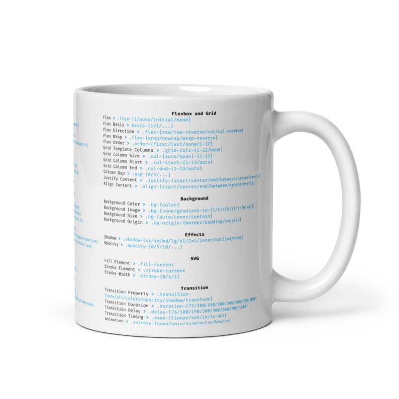 TAILWIND CSS Cheat Sheet MUG - Crafting Good Designs Rapidly