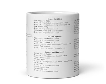 cURL Cheat Sheet Mug – Programmer & DevOps Gift | HTTP Command Reference | API Developer Mug