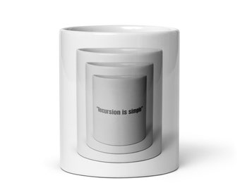 Tazza divertente per programmatori con la scritta "La ricorsione è semplice" / Regalo per informatici / Regalo per studenti di informatica / Tazza da caffè per sviluppatori / Umorismo sulla programmazione