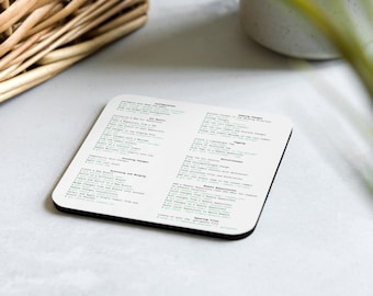 GIT Cheat Sheet Coaster – Regalo per programmatori e sviluppatori