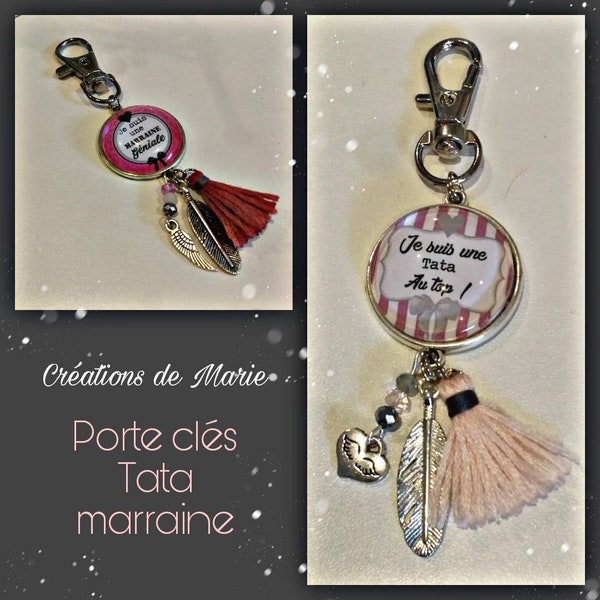 Porte clés cabochon marraine ou tata