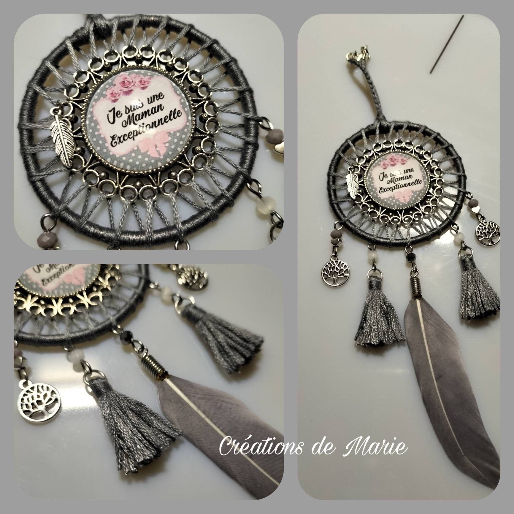 Attrape-Rêves Artisanal Cabochon Je Suis Une Maman Exceptionnelle