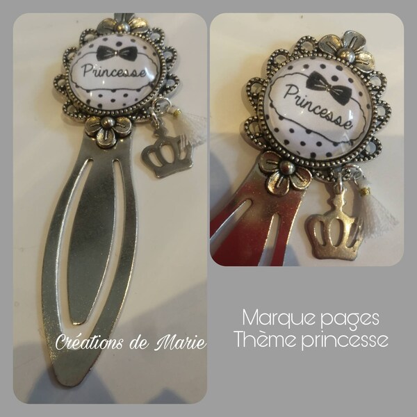 Marque-page artisanal avec cabochon en verre princesse