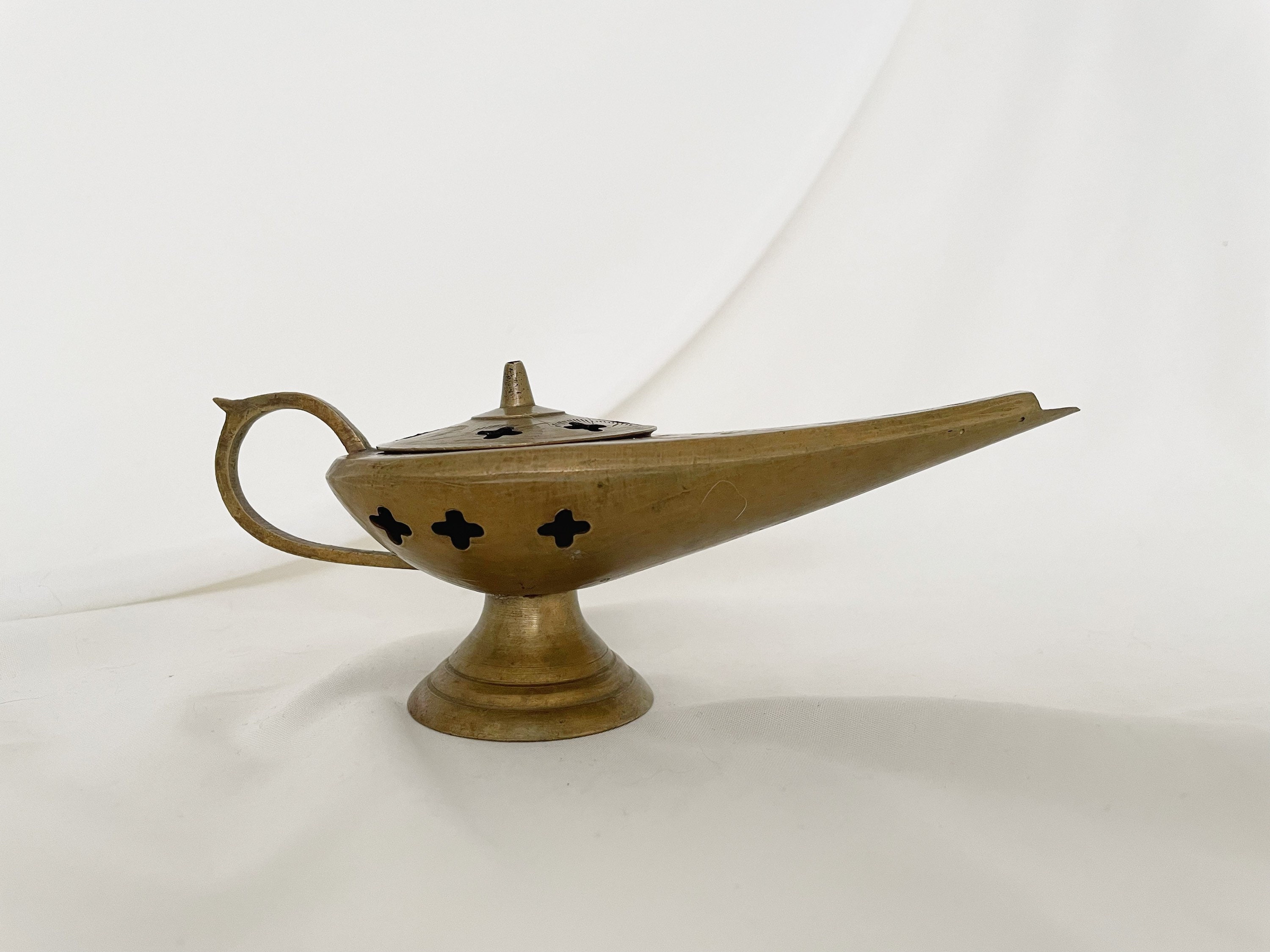 Vintage Brass Magic Lamp Incense Holder 