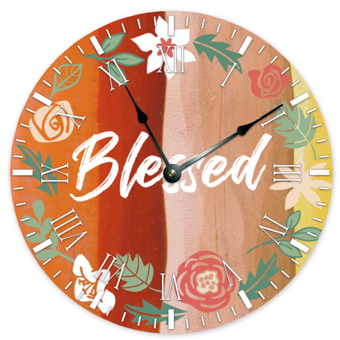 Christian Wall Clock Blessed Rustic Wooden Clock Religious Etsy
