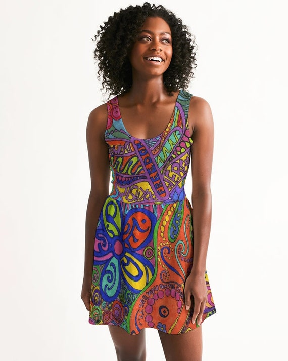 Psychedelic Mini Dress Boho Hippie ...