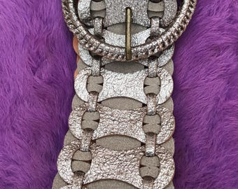 MOTIF56 Braided Genuine Leather Moroccan Belt In White With A Round Shel… Genuine Leather Belt by Motif 56 Made in Morocco - Etsy main image 4