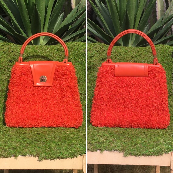 Original 1960s Rare Tangerine Orange Vintage Handb