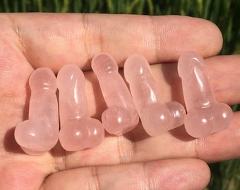 1" Natural Rose Quartz Penis,Crystal Penis,Small Quartz Penis,Crystal Massager,Crystal Gifts,Crystal Pendant,Mineral Specimen,Reiki Heal