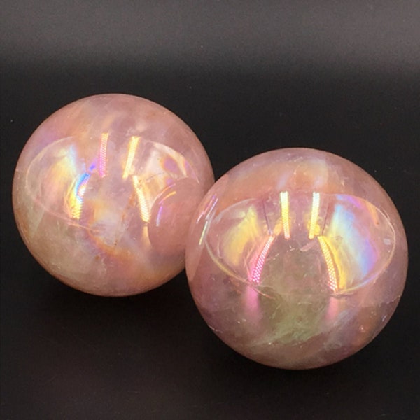 Titanium rainbow Aura Rose quartz ball,Quartz crystal sphere,Home decoration,Divination ball,mineral specimens,Reiki Healing 1pc