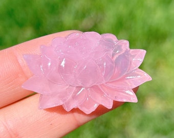 Rose Quartz Hand Carving Lotus Flower,Crystal Heal,Crystal Pendants,Crystal Jewelry,Crystal Sculpture,Crystal Gifts,Reiki Healing