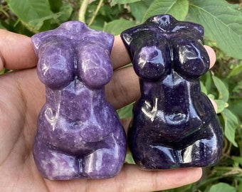 1PC 3“ Natural Lepidolite Plus Size Goddess,Quartz Crystal Beauty,Crystal Heal,Crystal Energy,Crystal Sculpture,Quartz Palm Stone