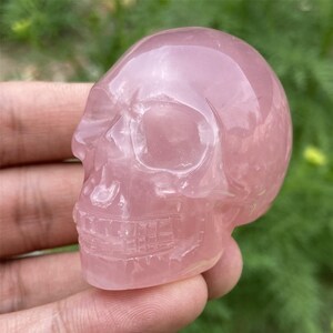 4" Natural rose quartz snake skull Hand Carved point Crystal healing 400-550g 1p 
