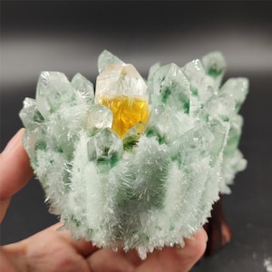 400G Green Ghost Crystal Cluster,Quartz Crystal Cluster,Crystal Point,VUG,Mineral Specimen,Crystal Heal,Energy Crystal,crystal chakra image 1