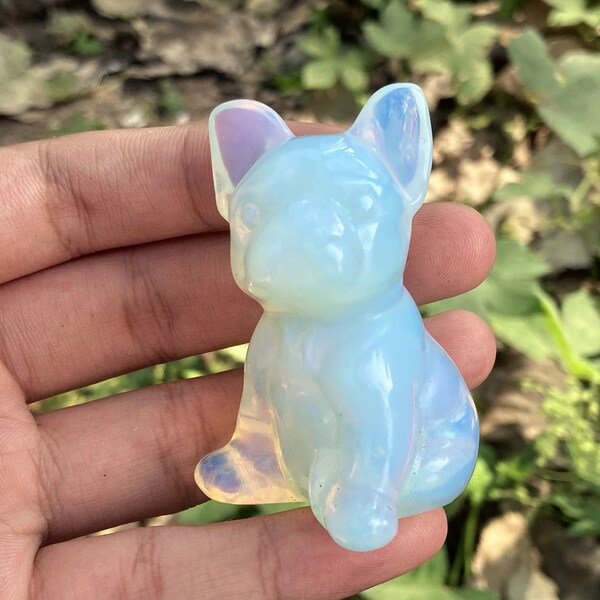 2.1" Opalite Bulldog,Quartz Bulldog,Crystal Dog,Mini Dog,Crystal Heal,Hand carving Crystal Skull,Crystal Sculpture,Crystal Gifts 1PC