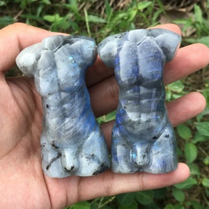 1PC Natural Labradorite Male Models,Quartz Crystal Man,Crystal Heal,Crystal Energy,Mineral Specimen,Crystal Sculpture,Quartz Palm Stone image 1