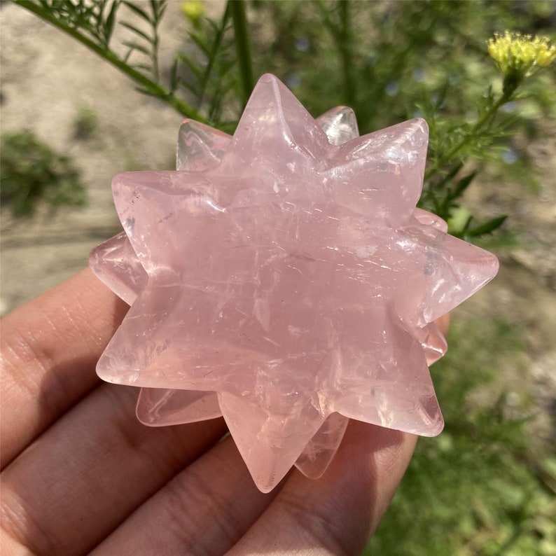 Natural Rose Quartz Flowersquartz Crystal Botanymini Etsy