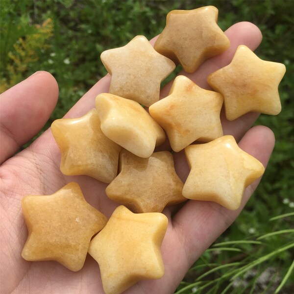 10pcs Natural Yellow jade Star,Quartz Crystal Star,Mini Star,Crystal Carving,Crystal Chakra,Mineral Specimen,Crystal Heal,Crystal Gifts