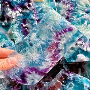 Natural Feather Rainbow Fluorite Slice,Quartz Crystal Slice,Home Decorate,Crystal Energy,Crystal Gifts,Reiki Healing