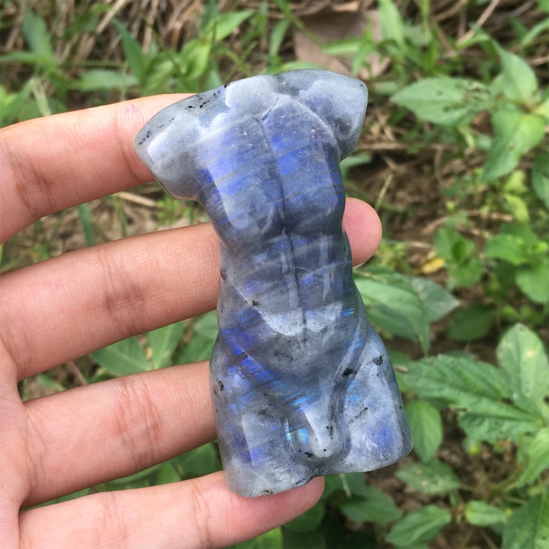 1PC Natural Labradorite Male Models,Quartz Crystal Man,Crystal Heal,Crystal Energy,Mineral Specimen,Crystal Sculpture,Quartz Palm Stone image 2