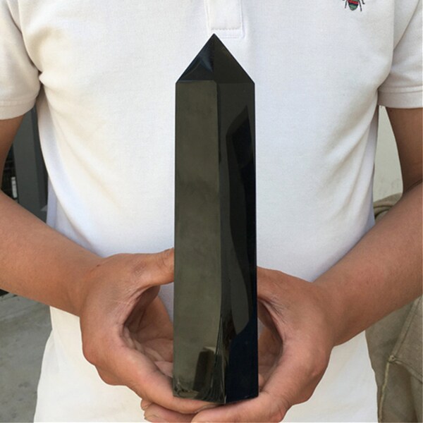 1000g+ Torre de obsidiana natural, Obelisco de obsidiana, Punto de varita de cristal, Curación aleatoria, Cristal de energía, Piont de cuarzo, Torre de cristal, Sanación de Reiki