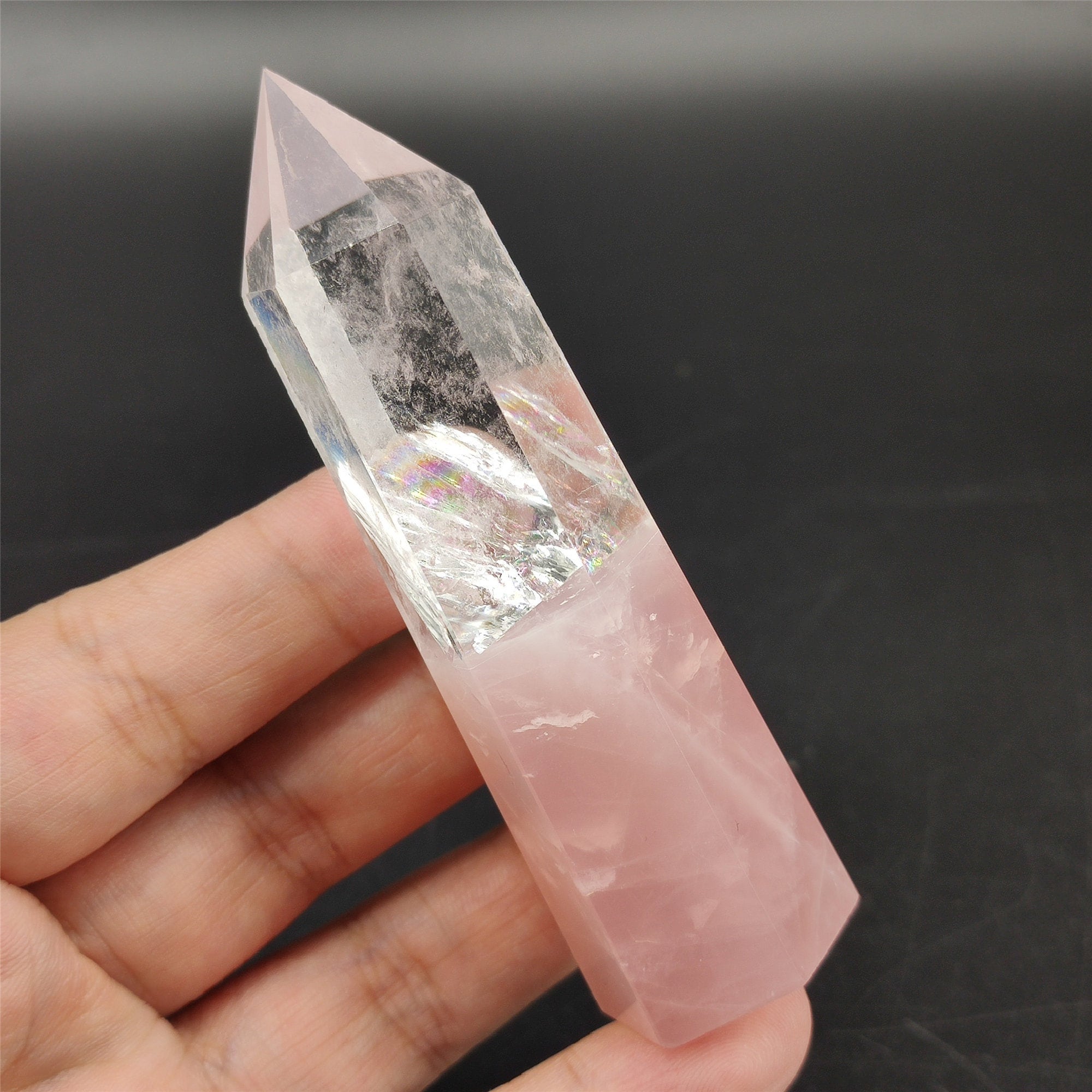 70g Natural Clear Quartz Rose Quartz Crystal ObeliskQuartz Etsy