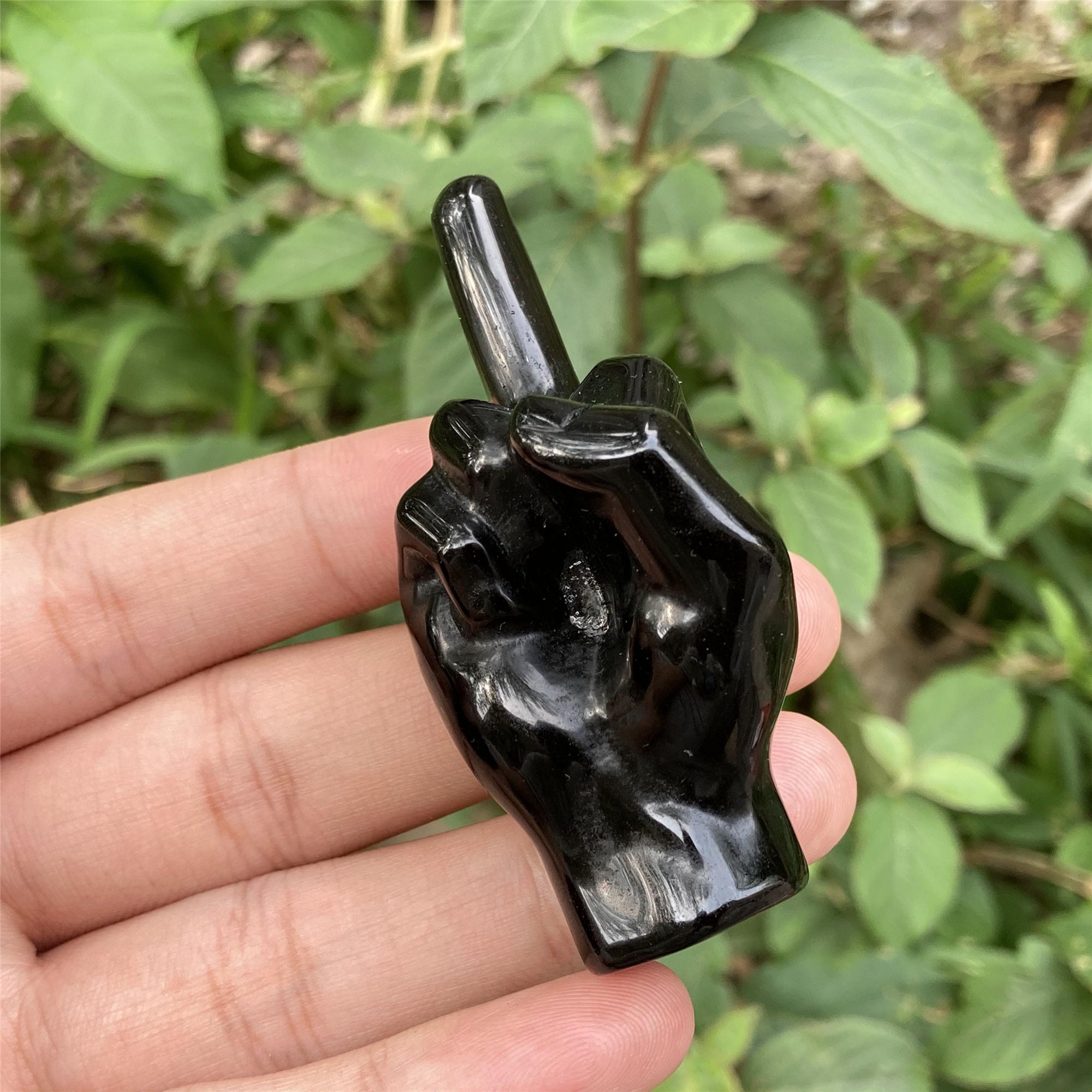 3.5'' Natural Obsidian Middle Finger Full Polished, Crystal Middle