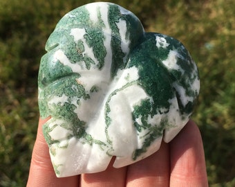 Natural Moss Agate Leaf,Quartz Crystal leaves,Crystal Carving,Reiki Healing,Crystal Collection,Crystal Heal,Home Decoration