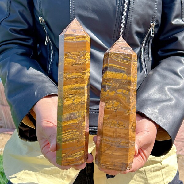 650-800g Tiger Eye Jasper Obelisk,Tigers Eye Tower,Tiger's Eye Statue,Large Crystal Point, Crystal Obelisk,Crystal Tower,Energy Crystal