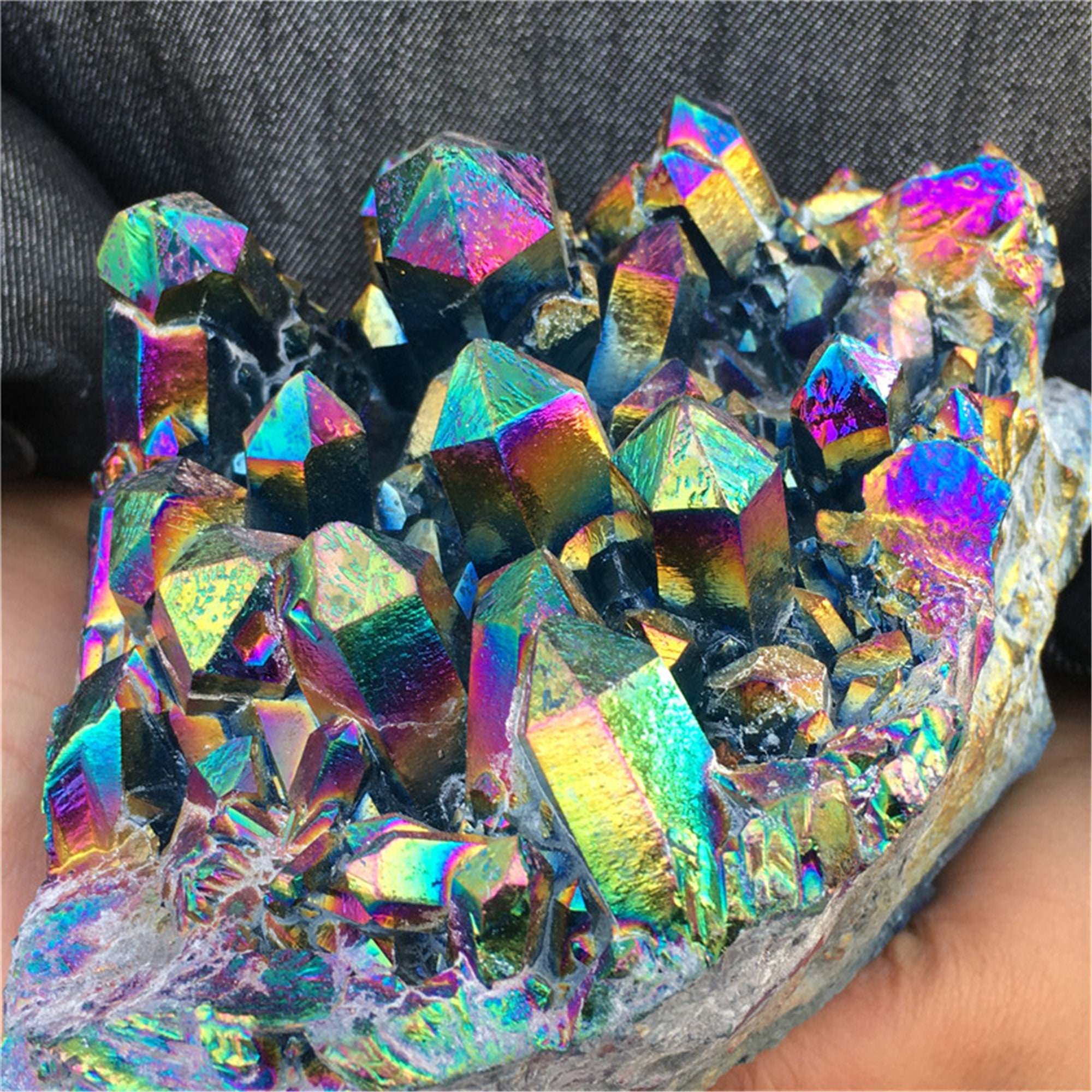 4.88LB Natural Rainbow Titanium Quartz Crystal Cluster Etsy