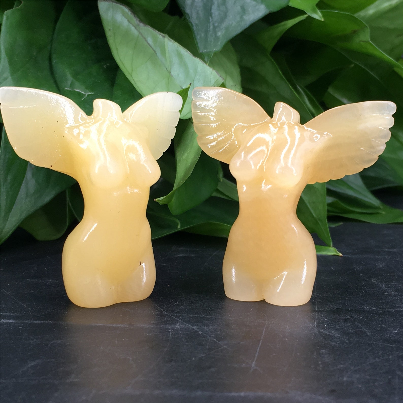 2 Natural Yellow jade GoddessQuartz Crystal AngelCrystal | Etsy