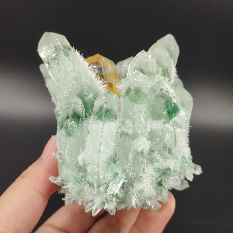 400G Green Ghost Crystal Cluster,Quartz Crystal Cluster,Crystal Point,VUG,Mineral Specimen,Crystal Heal,Energy Crystal,crystal chakra image 6