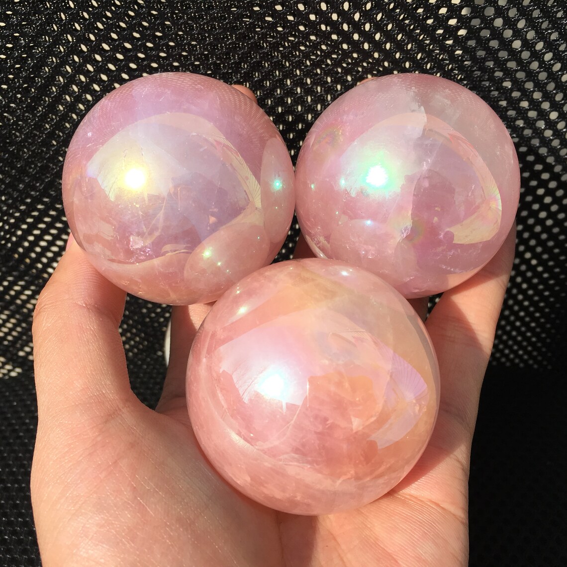 50mm Titanium rainbow Rose quartz ballQuartz crystal Etsy