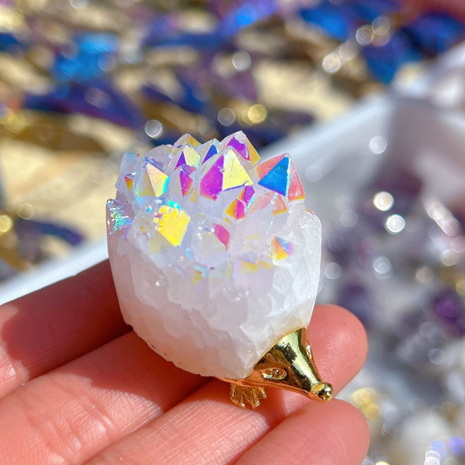 1.7 Clear Quartz Rainbow Titanium Aura Cluster - Etsy