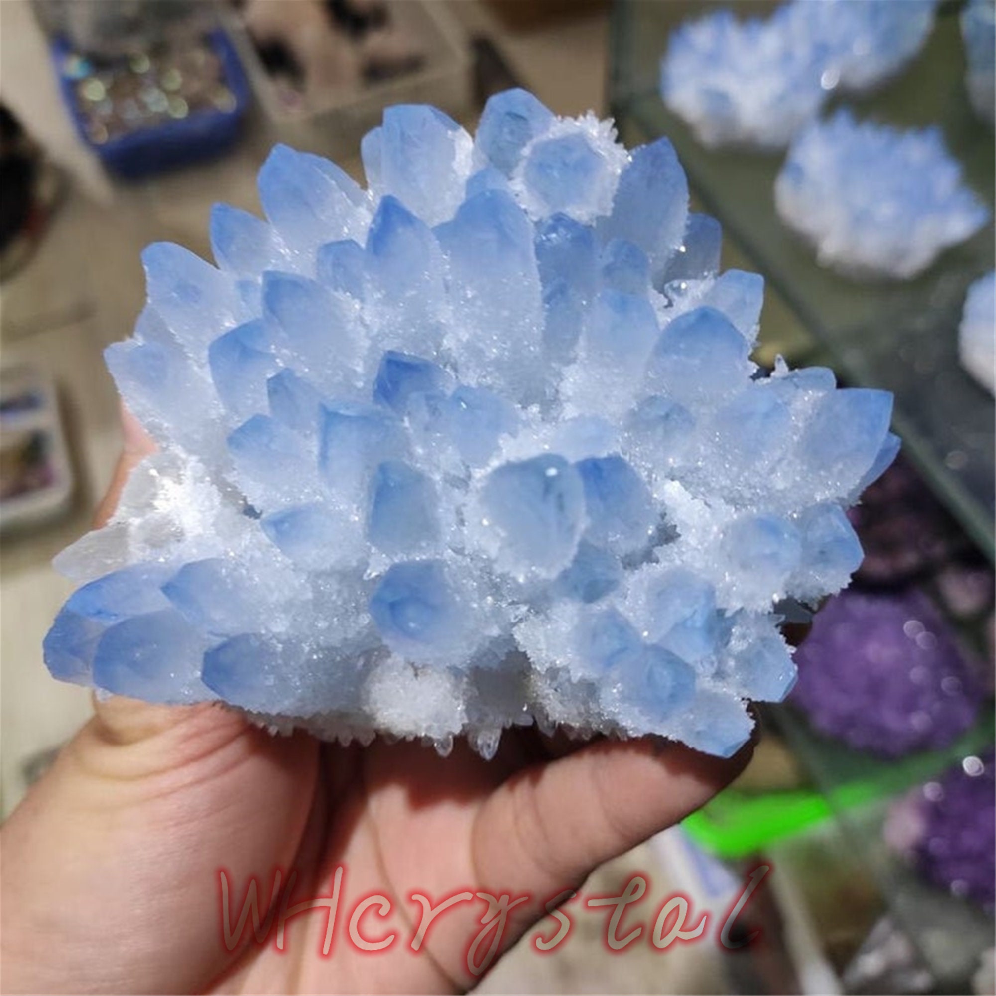 Beautiful Blue Ghost Phantom Quartz Crystal Cluster 400g Raw ...