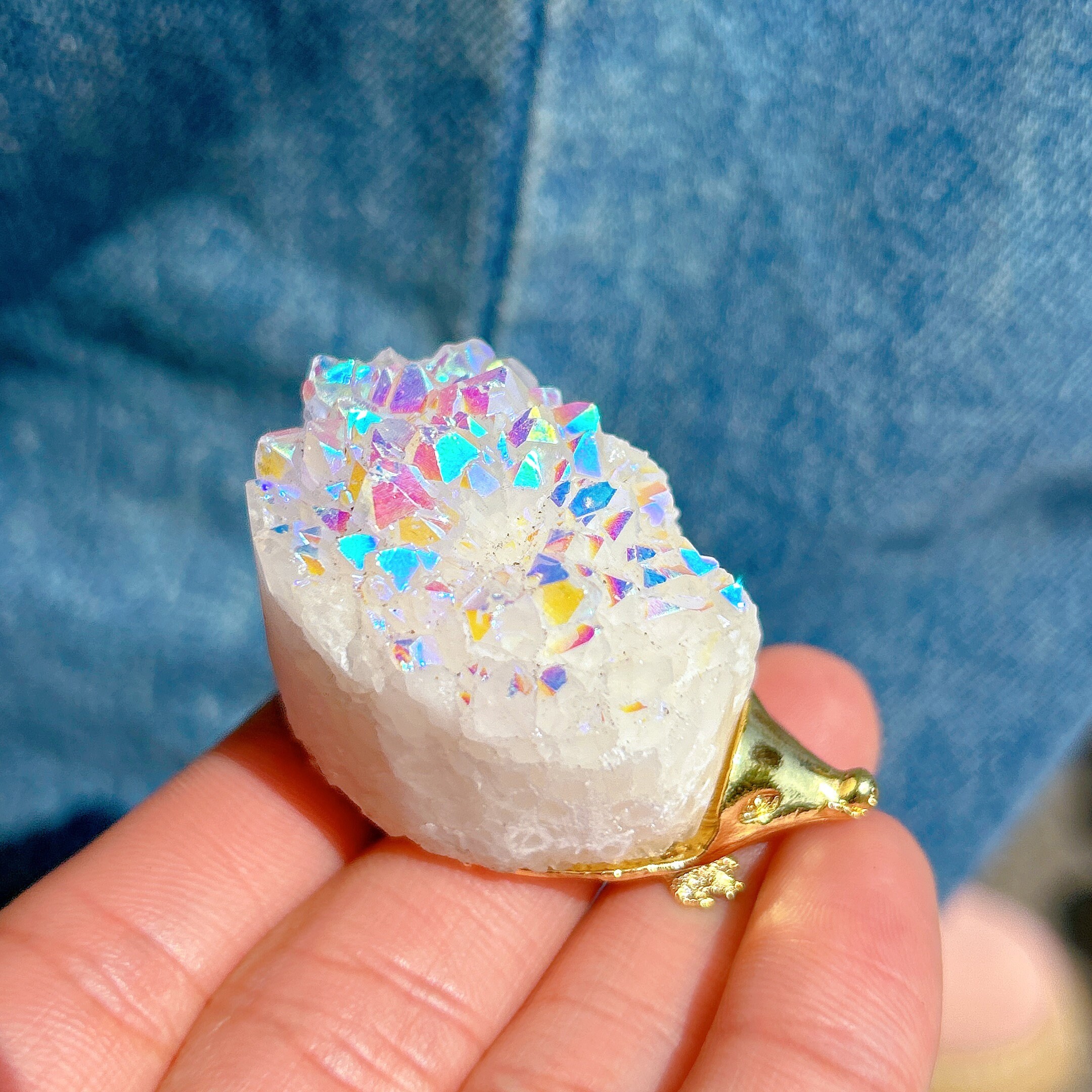 1.7 Clear Quartz Rainbow Titanium Aura Cluster - Etsy