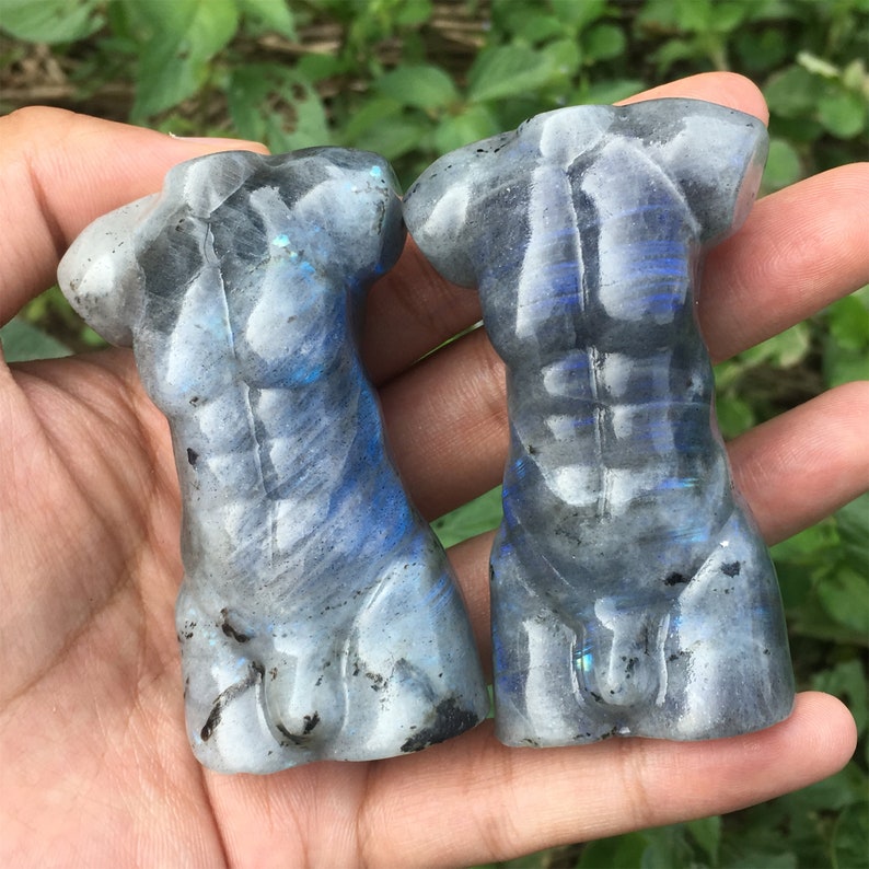 1PC Natural Labradorite Male Models,Quartz Crystal Man,Crystal Heal,Crystal Energy,Mineral Specimen,Crystal Sculpture,Quartz Palm Stone image 3