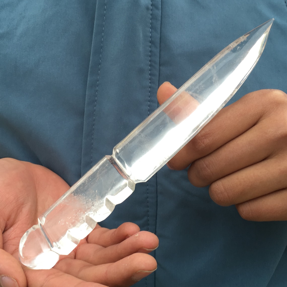 TOP Natural Hand carved Clear quartz crystal Knife quartz Etsy