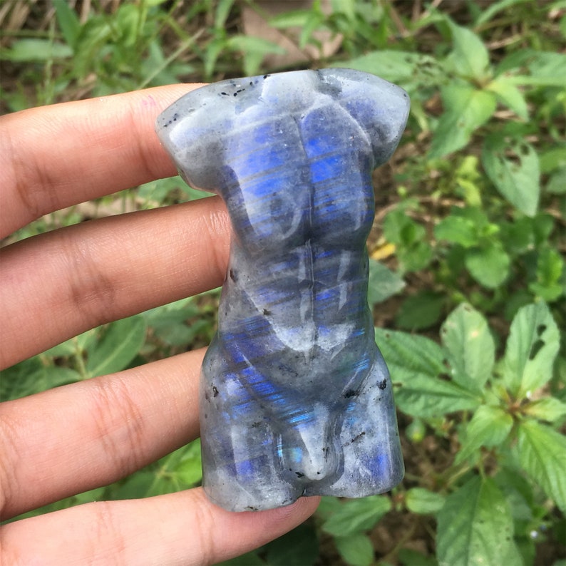 1PC Natural Labradorite Male Models,Quartz Crystal Man,Crystal Heal,Crystal Energy,Mineral Specimen,Crystal Sculpture,Quartz Palm Stone image 5