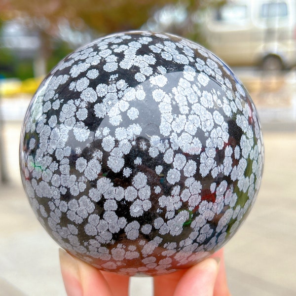 Natural Snowflake Obsidian Ball,Snow Fake Obsidian Sphere,Divination Ball,Home Decoration,Mineral Specimen,Crystal Heal,Crystalline Energy