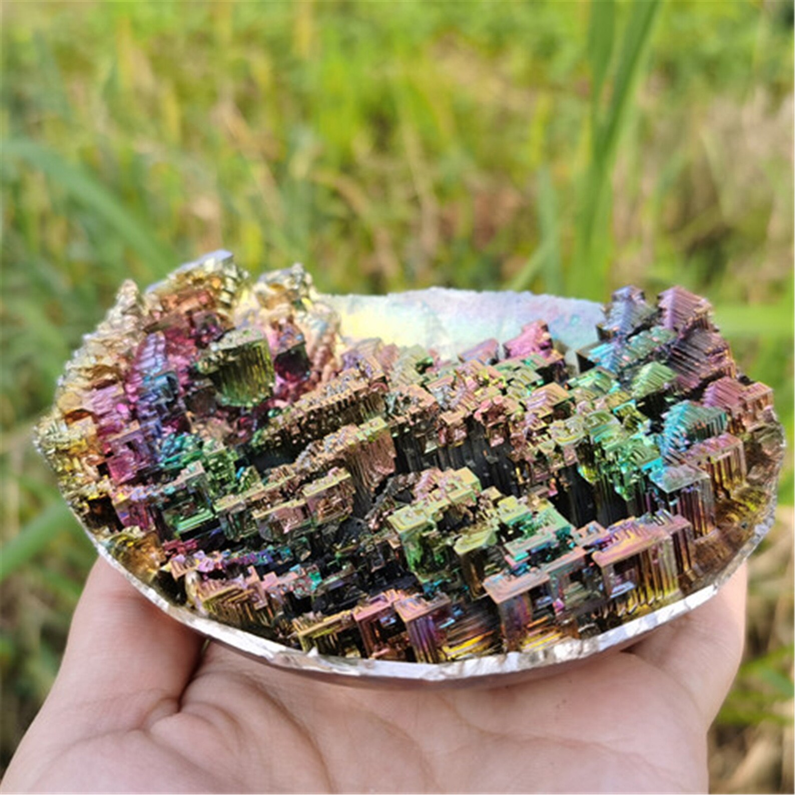 Rainbow Bismuth Ore geode Quartz Crystal Mineral Specimen Etsy