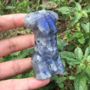 1PC Natural Labradorite Male Models,Quartz Crystal Man,Crystal Heal,Crystal Energy,Mineral Specimen,Crystal Sculpture,Quartz Palm Stone image 4