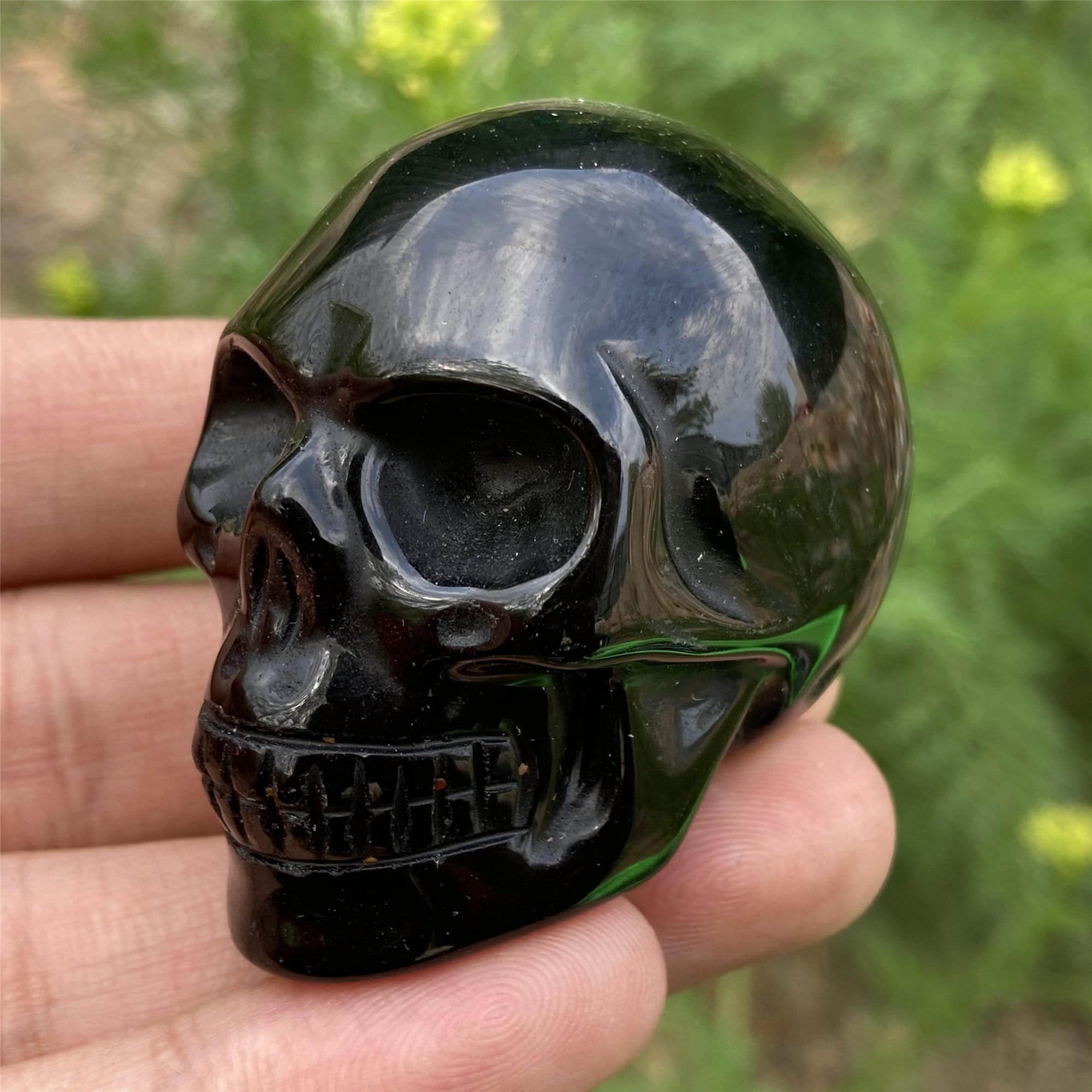 Natural obsidian skull Hand Carved crystal quartz reiki gemstone Healing 2" 1pc 