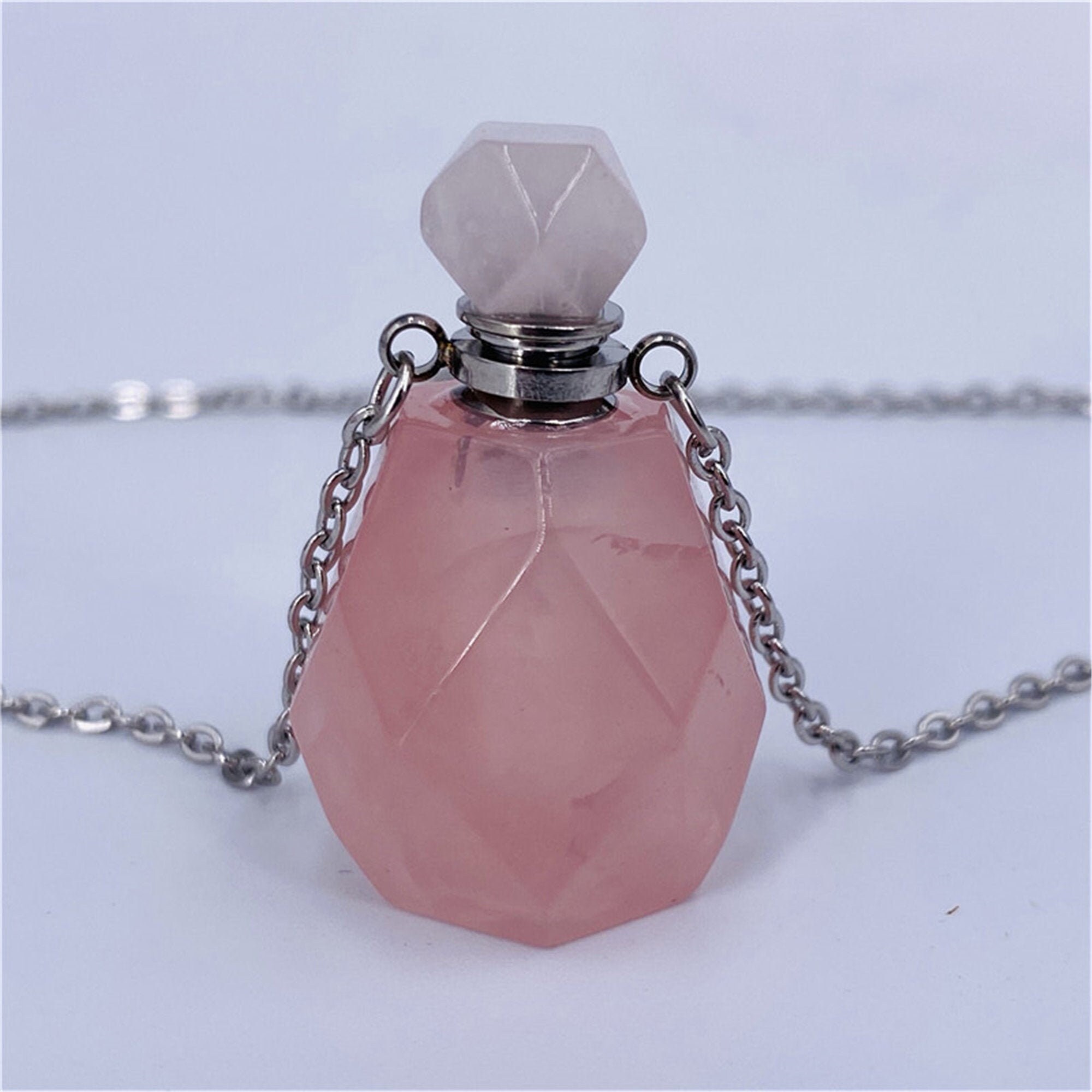 1pc Natural Rose Quartz Classic Perfume Bottlependant Etsy UK