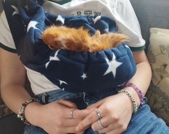 Small Pet Sling Carrier, Guinea pig Bonding Sling/Scarf, Rat hammock, Carry Pouch for Guinea Pig, Ferret, Hedgehog, Rat, Sugar Gilder, UK