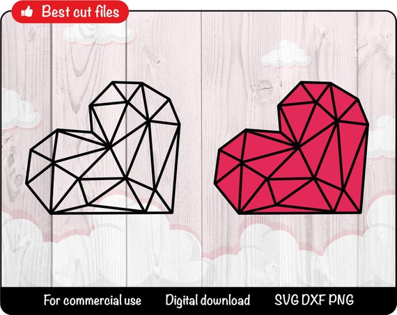 Heart SVG Diamond Heart Svg Valentine's Day Svg Heart | Etsy