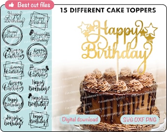 Joyeux anniversaire SVG, Birthday Cake Topper SVG, Joyeux anniversaire topper, Joyeux anniversaire Topper SVG, Fichier coupé, Fichier numérique