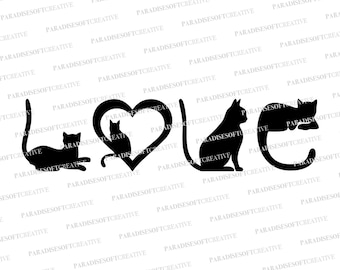 Cat Love SVG, Cats Love SVG, Cat SVG, I Love Cats svg, I Love My Pet svg, Cats Lover svg, Crazy Cat Lady svg, dxf, Cricut, Vector, Clipart