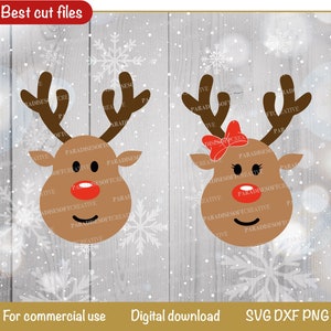 Renne svg, Garçon et fille renne svg, Renne de Noël SVG, Vecteur de renne, Renne d’hiver svg, garçon et fille renne svg, Visage de renne de Noël SVG