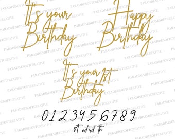 Brithday Cake Topper SVG, Happy Birthday SVG,  Cake Topper svg, Happy birthday svg, Cupcake topper svg, Cut File, Digital File